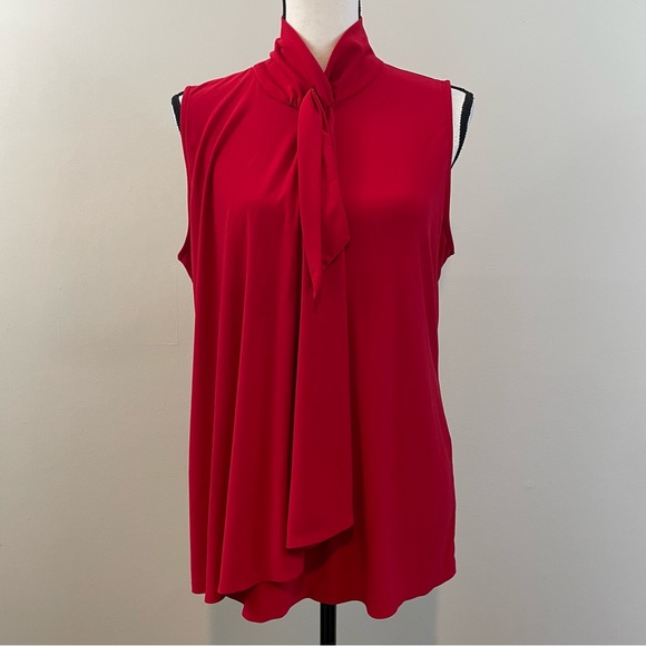 White House Black Market Tops - White House Black Market Sleeveless Tie Neck Keyhole Button Back Blouse Size L